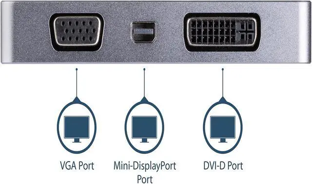 Alt view image 3 of 6 - StarTech.com CDPVDHDMDP2G USB C Multiport Video Adapter - Space Gray - USB C to VGA / DVI / HDMI / mDP - 4K USB C Adapter - USB C to HDMI Adapter