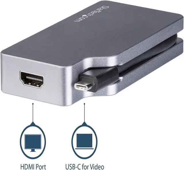 Alt view image 4 of 6 - StarTech.com CDPVDHDMDP2G USB C Multiport Video Adapter - Space Gray - USB C to VGA / DVI / HDMI / mDP - 4K USB C Adapter - USB C to HDMI Adapter