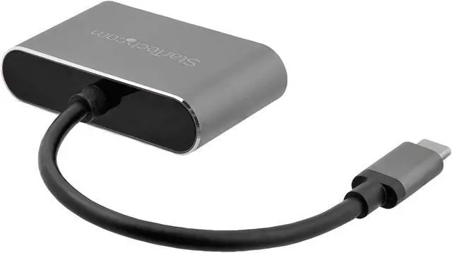 Alt view image 2 of 5 - StarTech.com CDP2HDVGA USB C to VGA and HDMI Adapter - Aluminum - USB-C Multiport Adapter - 6 in / 15.24 cm Built-In Cable