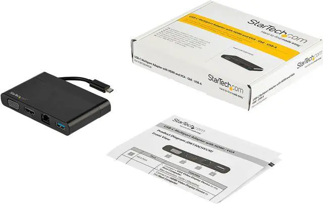 Alt view image 5 of 5 - StarTech.com DKT30CHVCM USB C Multiport Adapter with HDMI and VGA - Mac / Windows / Chrome - 4K - 1x USB-A Port - GbE - Portable USB-C Adapter