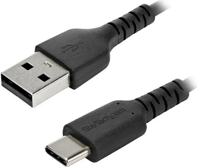 Main image of StarTech.com RUSB2AC2MB 2m (6.56 ft.) USB A to USB C Cable - High Quality USB 2.0 Data Transfer & Charge Cable - Male to Male - Aramid Fiber - Black (RUSB2AC2MB)