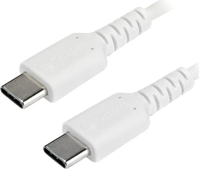 Main image of StarTech.com RUSB2CC1MW 1m (3.28 ft.) USB C Cable - Durable USB 2.0 Type C Cord - Data & Charging - Male to Male - White (RUSB2CC1MW)