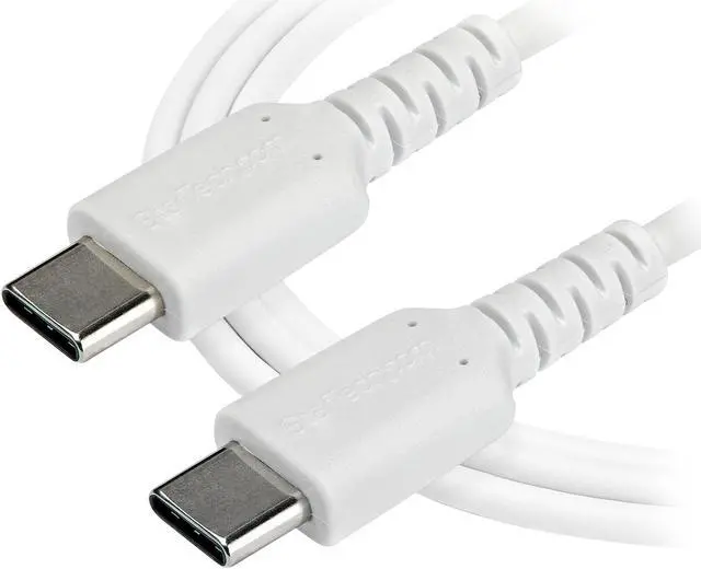 Alt view image 3 of 3 - StarTech.com RUSB2CC2MW 2m (6.56 ft.) USB C Cable - Durable USB 2.0 Type C Cord - Data & Charging - Male to Male - White (RUSB2CC2MW)