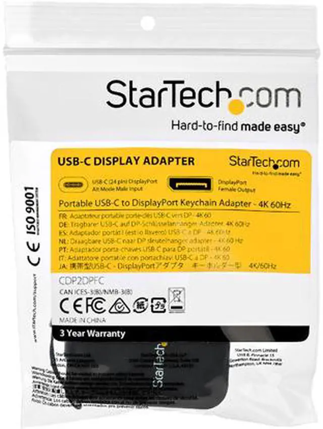Alt view image 7 of 13 - StarTech.com USB-C to DisplayPort Adapter - 4K 60Hz DP Adapter with Built-In Flex Cable and Keychain (CDP2DPFC)