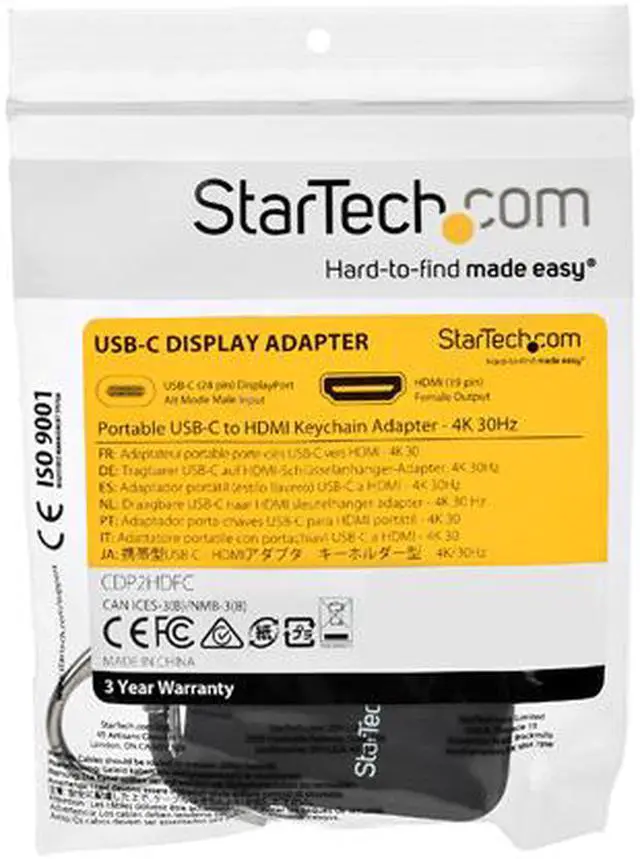 Alt view image 7 of 13 - StarTech.com Portable USB-C to HDMI Adapter - Quick-Connect Keychain - 4K 30Hz USB Type C Video Converter- Built-In Flex Cable (CDP2HDFC)