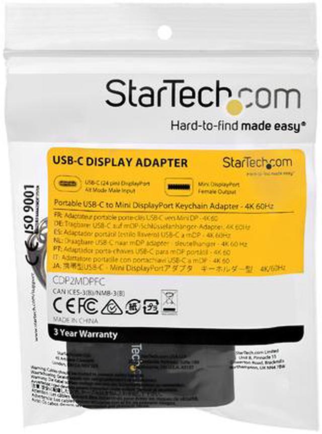 Alt view image 7 of 13 - StarTech.com USB-C to Mini DisplayPort Adapter - 4K 60Hz mDP Adapter with Built-In Flex Cable and Keychain (CDP2MDPFC)
