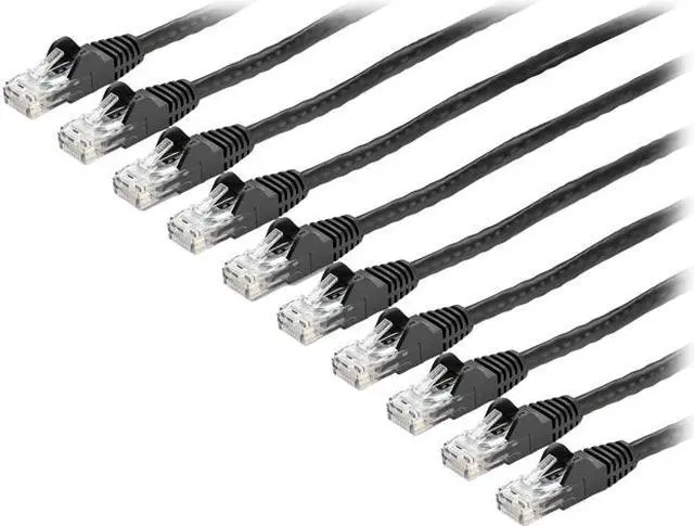 Main image of StarTech.com 6 ft. CAT6 Cable 10 Pack - Black CAT6 Patch Cord - Snagless RJ45 Connectors - 24 AWG Copper Wire - Ethernet (N6PATCH6BK10PK)