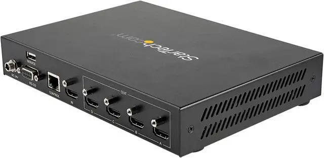 Alt view image 2 of 5 - StarTech.com ST124HDVW 2x2 Video Wall Controller - 4K 60Hz Display - HDMI 2.0 - 1 In 4 Out Video Wall Splitter - RS-232 Serial Control (ST124HDVW)