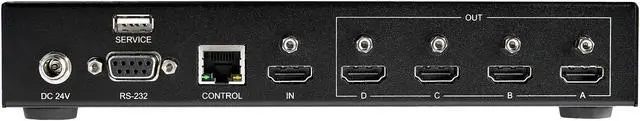 Alt view image 4 of 5 - StarTech.com ST124HDVW 2x2 Video Wall Controller - 4K 60Hz Display - HDMI 2.0 - 1 In 4 Out Video Wall Splitter - RS-232 Serial Control (ST124HDVW)