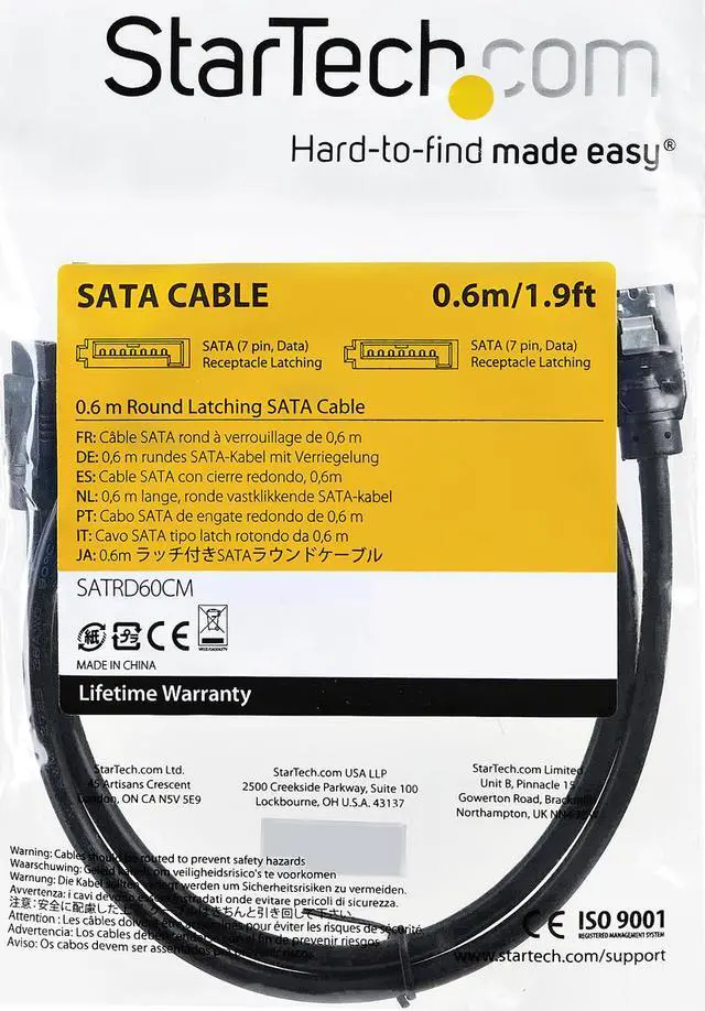 Alt view image 4 of 4 - StarTech.com SATRD60CM 24 Inch (60cm) Round SATA Cable - Latching Connectors - 6Gbs SATA Data Cord - SATA Hard Drive Power Cable - Black (SATRD60CM)