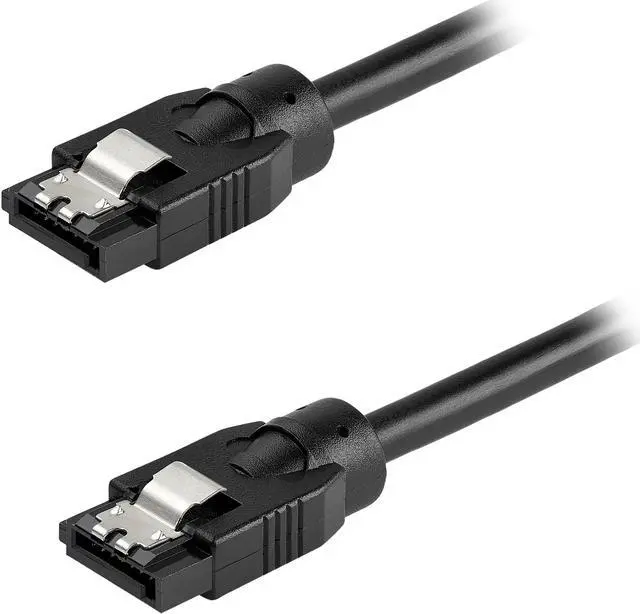 Main image of StarTech.com SATRD60CM 24 Inch (60cm) Round SATA Cable - Latching Connectors - 6Gbs SATA Data Cord - SATA Hard Drive Power Cable - Black (SATRD60CM)