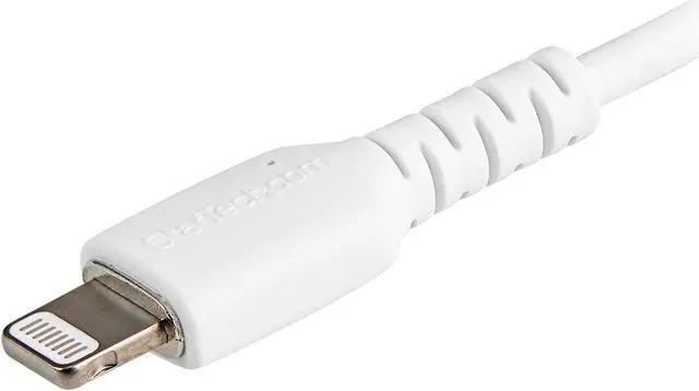 Alt view image 5 of 7 - StarTech.com RUSBLTMM30CMW 30cm Durable USB A to Lightning Cable - White USB Type A to Lightning Connector Charge & Sync Power Cord - Rugged w/Aramid Fiber - Apple MFI Certified - iPad Air iPhone 12 (RUSBLTMM30CMW)