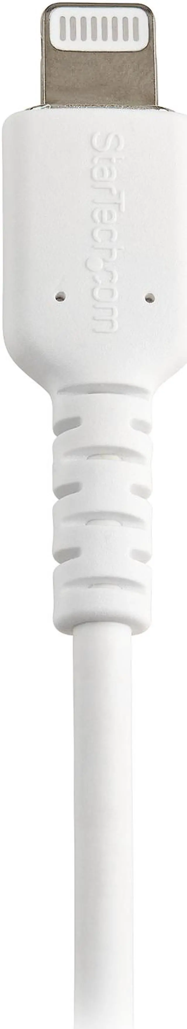 Alt view image 3 of 7 - StarTech.com RUSBLTMM15CMW 15cm Durable USB A to Lightning Cable - White USB Type A to Lightning Connector Charge & Sync Power Cord - Rugged w/Aramid Fiber - Apple MFI Certified - iPad Air iPhone 12 (RUSBLTMM15CMW)