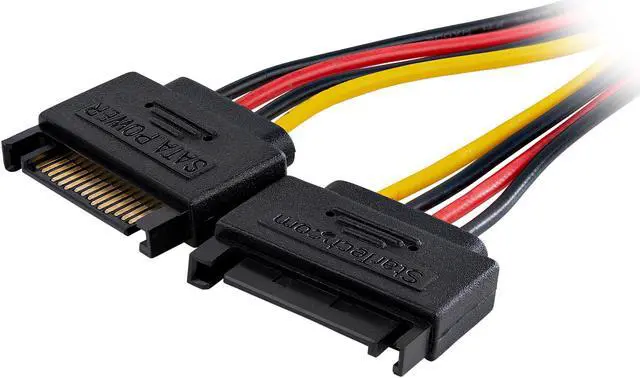 Alt view image 2 of 3 - StarTech.com DSATPMOLP4 Dual SATA to LP4 Power Doubler Cable Adapter - 2 SATA to 4 Pin LP4 Internal PC Peripheral Power Supply Connector - SATA Y Cable - Male/Female - 18 AWG Wire - 9 Amps/108W (DSATPMOLP4)