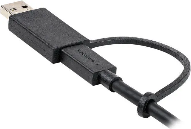 Alt view image 5 of 8 - StarTech.com USBCCADP 3ft (1m) USB-C Cable with USB-A Adapter Dongle - Hybrid 2-in-1 USB C Cable w/ USB-A - USB-C to USB-C (10Gbps/100W PD), USB-A to USB-C (5Gbps) - Ideal for Hybrid Docking Station (USBCCADP)