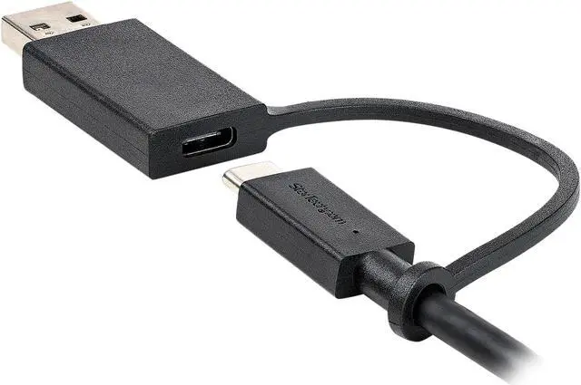 Alt view image 6 of 8 - StarTech.com USBCCADP 3ft (1m) USB-C Cable with USB-A Adapter Dongle - Hybrid 2-in-1 USB C Cable w/ USB-A - USB-C to USB-C (10Gbps/100W PD), USB-A to USB-C (5Gbps) - Ideal for Hybrid Docking Station (USBCCADP)