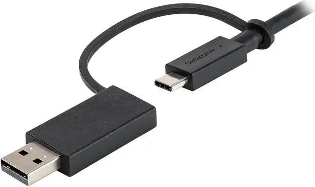Alt view image 3 of 8 - StarTech.com USBCCADP 3ft (1m) USB-C Cable with USB-A Adapter Dongle - Hybrid 2-in-1 USB C Cable w/ USB-A - USB-C to USB-C (10Gbps/100W PD), USB-A to USB-C (5Gbps) - Ideal for Hybrid Docking Station (USBCCADP)