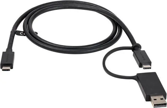 Alt view image 2 of 8 - StarTech.com USBCCADP 3ft (1m) USB-C Cable with USB-A Adapter Dongle - Hybrid 2-in-1 USB C Cable w/ USB-A - USB-C to USB-C (10Gbps/100W PD), USB-A to USB-C (5Gbps) - Ideal for Hybrid Docking Station (USBCCADP)