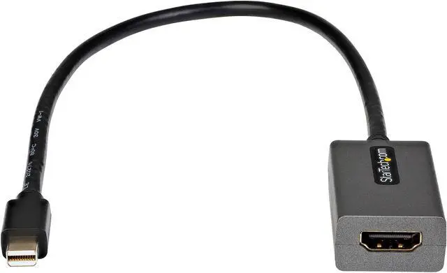 Alt view image 2 of 2 - Mini DisplayPort to HDMI Adapter, mDP to HDMI Adapter Dongle, 1080p, Mini DisplayPort 1.2 to HDMI Monitor/Display, Mini DP to HDMI Video Converter, 12" Long Attached Cable - Thunderbolt 1/2 Compatible (MDP2HDEC)
