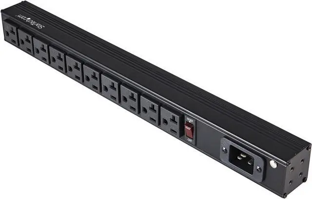 Main image of 10 Outlet Rack Mount Power Strip 125V/16 Amp, 1U Horizontal 19" Rackmount PDU, NEMA 5-20P Input, NEMA 5-15R/20R Outlets, UL Listed, Rack Mount PDU/Power Bar, 8ft Power Cord - Power Distribution Unit (RKPW101920)