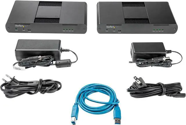 Alt view image 6 of 7 - 4 Port USB 3.0 Extender Hub with 1x Gigabit Ethernet Port Extension over Single Cat6a/Cat7 Cable (RJ45), 330ft/100m, 5Gbps USB-A Extender Kit, USB Extender, USB 3.2/3.1 Gen 1 - Externally Powered (USB3004EXT2)