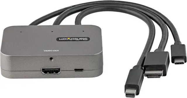 Alt view image 2 of 6 - 3-in-1 Multiport to HDMI Adapter, 4K 60Hz USB-C, HDMI or Mini DisplayPort to HDMI Converter for Conference Room, Digital AV Video Adapter to Connect HDMI Monitor/Display - USB Type-C/HDMI/mDP to HDMI (CDPHDMDP2HD)