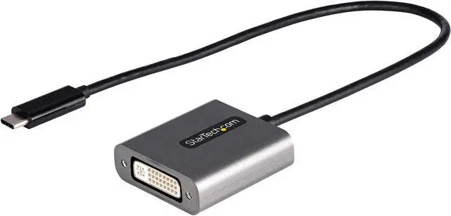 Main image of USB C to DVI Adapter, 1920x1200p, USB-C to DVI-D Adapter, USB Type C to DVI Monitor, Video Converter, Thunderbolt 3 Compatible, USB-C to DVI Dongle, 12" Long Attached Cable - USB C Display Adapter