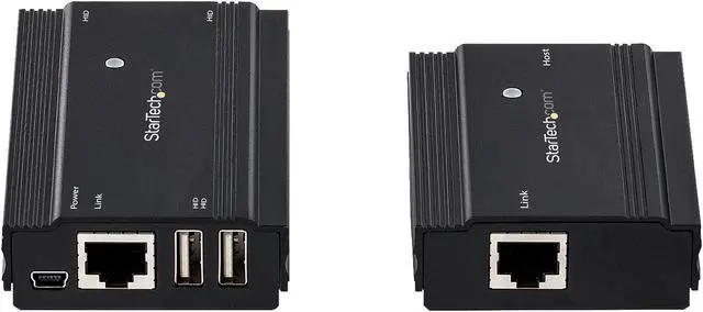 Alt view image 3 of 7 - 4 Port USB 2.0 Extender Hub over Single CAT5e/CAT6 Ethernet Cable (RJ45), 330ft (100m), USB Extender Adapter, Externally Powered, 480 Mbps, Metal USB Extender Kit - Power/Link LEDs (USB2004EXT100)
