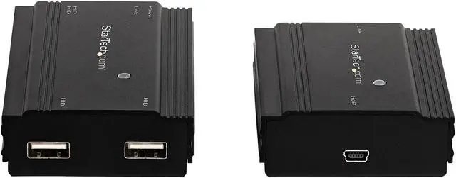 Alt view image 4 of 7 - 4 Port USB 2.0 Extender Hub over Single CAT5e/CAT6 Ethernet Cable (RJ45), 330ft (100m), USB Extender Adapter, Externally Powered, 480 Mbps, Metal USB Extender Kit - Power/Link LEDs (USB2004EXT100)
