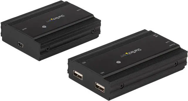 Alt view image 2 of 7 - 4 Port USB 2.0 Extender Hub over Single CAT5e/CAT6 Ethernet Cable (RJ45), 330ft (100m), USB Extender Adapter, Externally Powered, 480 Mbps, Metal USB Extender Kit - Power/Link LEDs (USB2004EXT100)