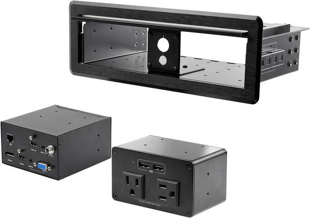 Alt view image 5 of 7 - Conference Table Box for AV Connectivity & Power/Charging, 4K HDMI output with HDMI, DP, & VGA Inputs, GbE, Audio, Charging Station w/ 2x USB-A & 2x 120V UL AC Outlets - Conference Room AV Connection