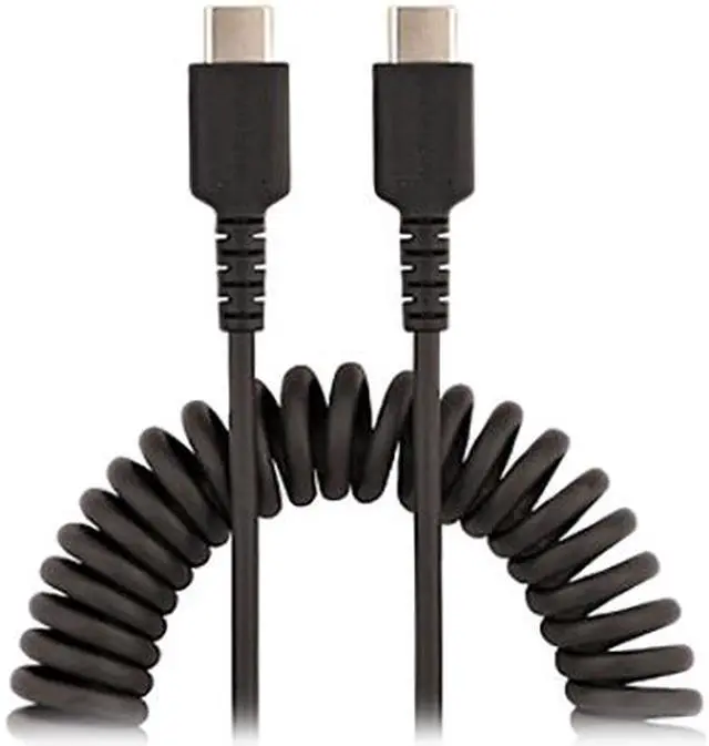 Alt view image 3 of 3 - StarTech R2CCC-50C-USB-CABLE USB C Charging Cable, Coiled Heavy Duty Fast Charge & Sync USB-C Cable, High Quality USB 2.0 Type-C Cable, Black