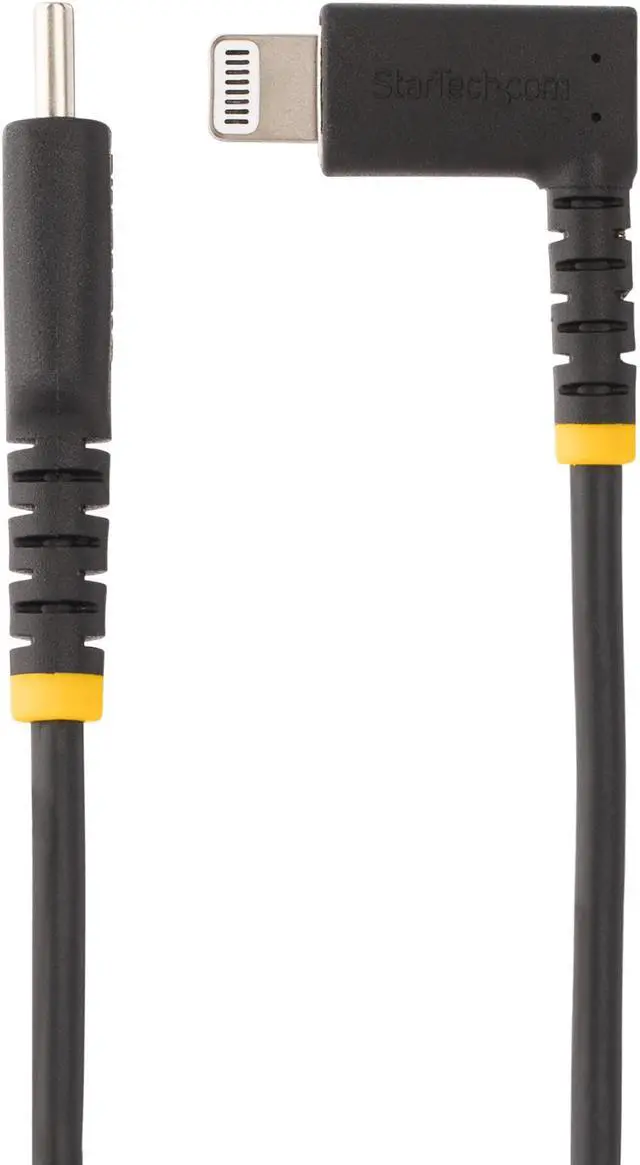 Alt view image 2 of 5 - StarTech.com 3ft (1m) Durable USB-C to Lightning Cable - Right-Angled Heavy Duty Aramid Fiber USB Type-C to Lightning Charging/Sync Cord - Apple MFi Certified RUSB2CLTMM1MR