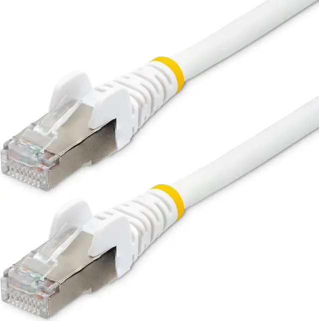 Main image of StarTech.com NLWH-10F-CAT6A-PATCH 10ft CAT6a Ethernet Cable - White - Low Smoke Zero Halogen (LSZH) - 10GbE 500MHz 100W PoE++ Snagless RJ-45 w/Strain Reliefs S/FTP Network Patch Cord