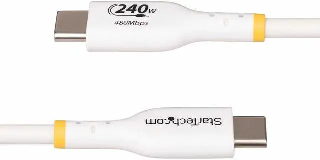Alt view image 3 of 4 - StarTech.com 6ft White USB-C Charging Cable - USB-IF Certified USB C Cable - 240W PD EPR - USB 2.0 Type-C Laptop Charger Cord - TPE Jacket,M/M    USB2EPR6FW