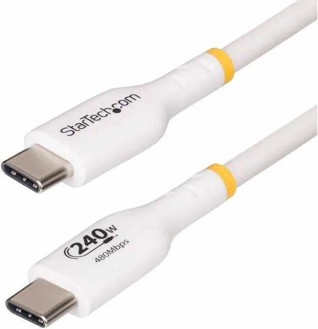 Alt view image 4 of 4 - StarTech.com 6ft White USB-C Charging Cable - USB-IF Certified USB C Cable - 240W PD EPR - USB 2.0 Type-C Laptop Charger Cord - TPE Jacket,M/M    USB2EPR6FW