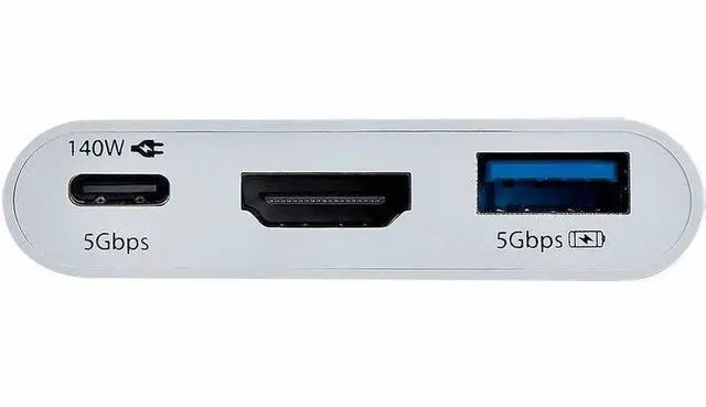 Alt view image 3 of 10 - StarTech USB-C to HDMI Multiport Adapter with 140W PD Charging - 4K 60Hz HDMI - USB 5Gbps Hub - Mini Dock - 168W-USBC-MULTIPORT