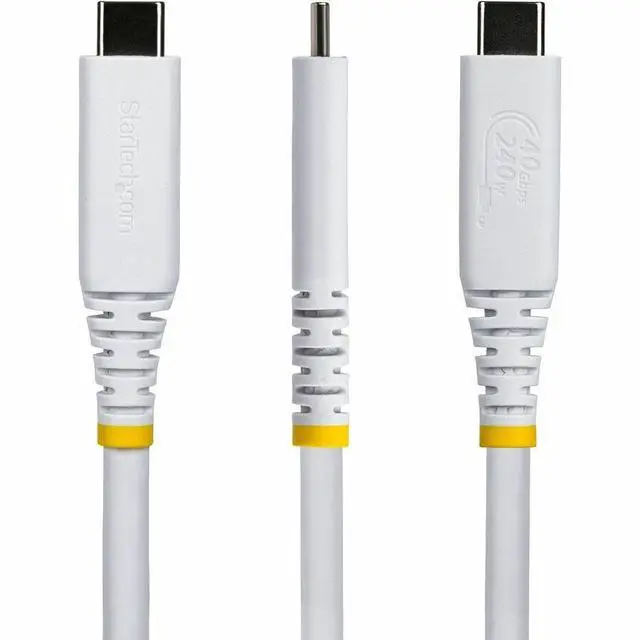Main image of StarTech 3ft USB4 Cable 40Gbps, USB-IF Certified USB-C Cable, 240W, 8K 60Hz/4K 240Hz DP2.1, Thunderbolt 4 Compatible, White