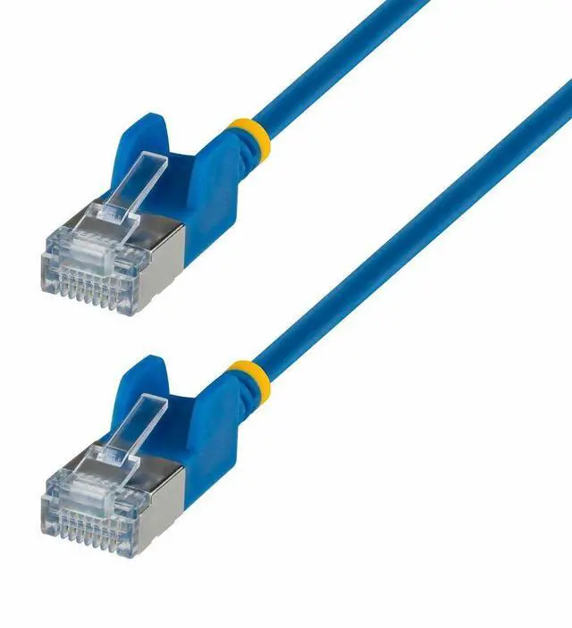 Main image of StarTech 10ft Blue Ultra Slim CAT6a Ethernet Cable, Snagless, FTP Bare Copper Wire, 34AWG Slim RJ45 Patch Cord