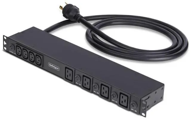 Alt view image 2 of 2 - StarTech 20-Outlet Rackmount PDU - 1U Server Power Strip - 16x C13 + 4x C19 - NEMA L6-30P Wall Plug - 30A/240V - UL-Listed, TAA - 1U rackmount - 2030B8H-RACK-PDU-IC