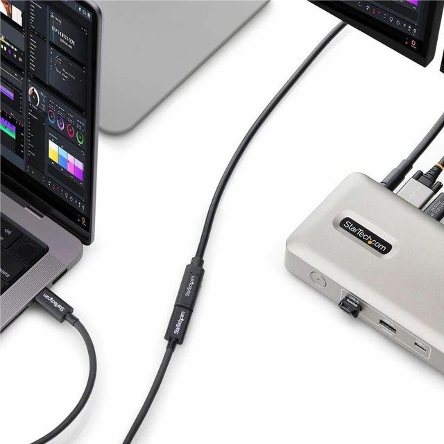 Alt view image 5 of 5 - StarTech 2ft (60cm) USB4 Extension Cable - 40Gbps - 240W - 8K 60Hz/4K 240Hz - USB-C Male to Female Extender Cord - Thunderbolt 4 Compatible - USB440GCMCF2F