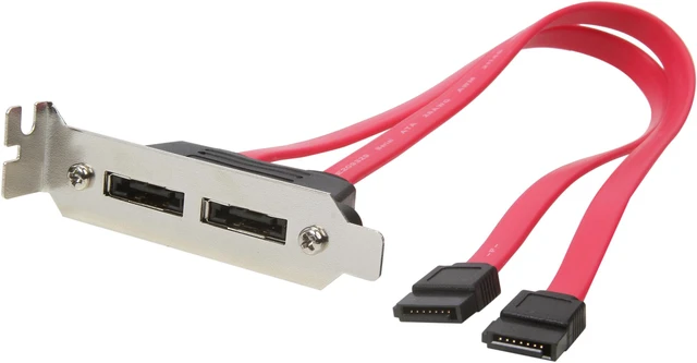 Main image of StarTech.com ESATAPLT2LP 1 ft. 2 Port Low Profile SATA to eSATA Plate Adapter