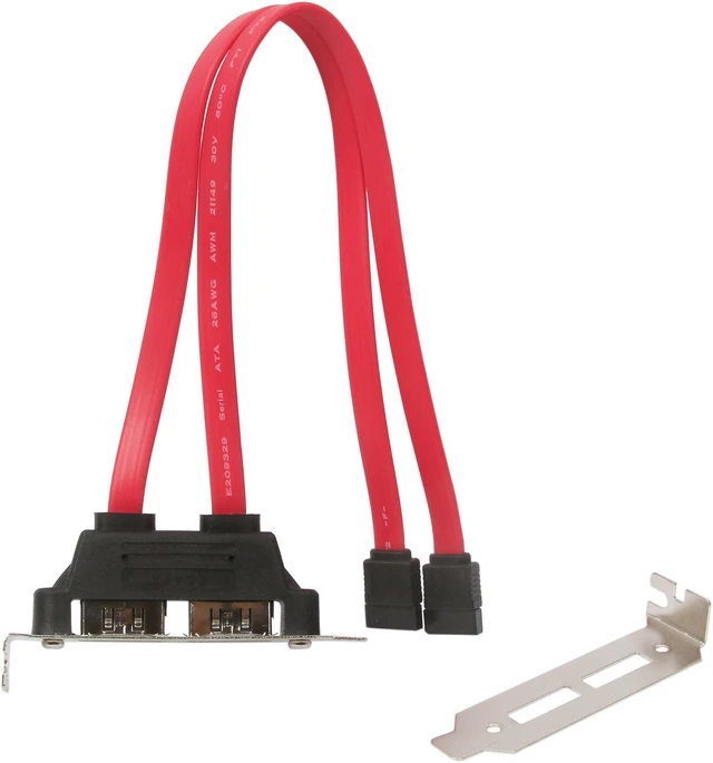Alt view image 2 of 3 - StarTech.com ESATAPLT2LP 1 ft. 2 Port Low Profile SATA to eSATA Plate Adapter
