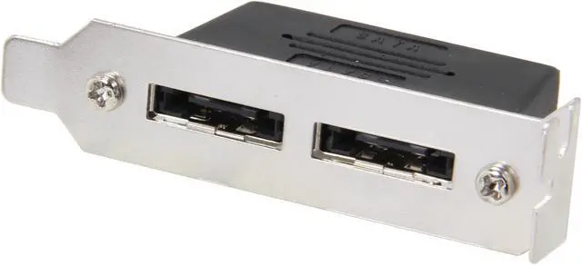Main image of StarTech.com ESATAPLT2LPM 2-Port Low Profile SATA to eSATA Plate Adapter - F/M