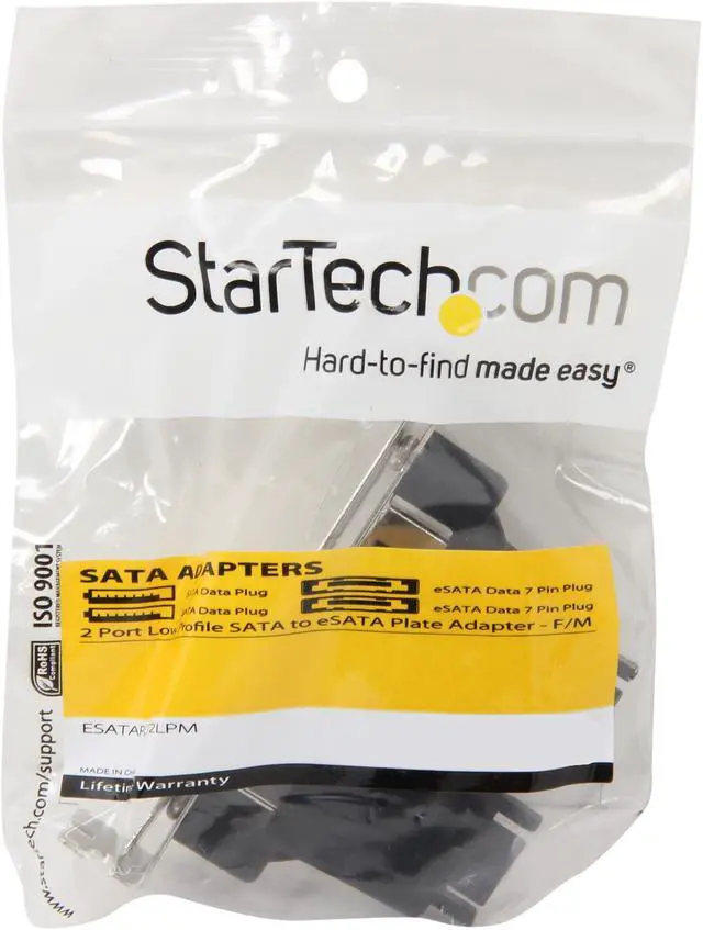 Alt view image 6 of 6 - StarTech.com ESATAPLT2LPM 2-Port Low Profile SATA to eSATA Plate Adapter - F/M