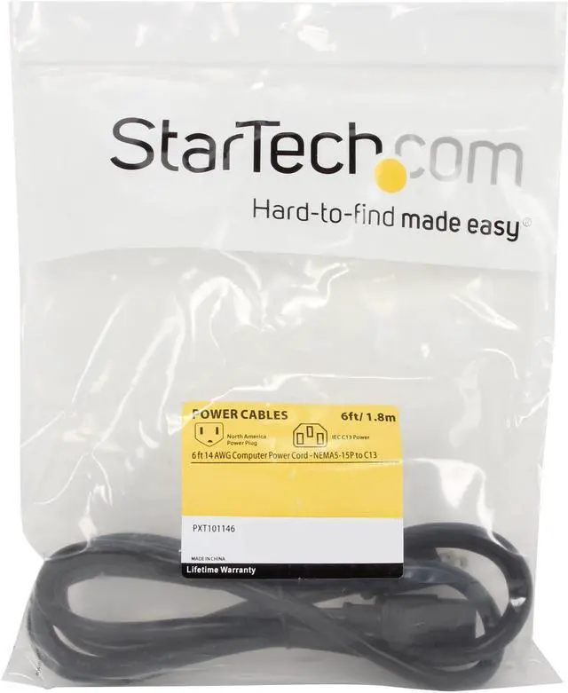 Alt view image 3 of 3 - StarTech.com Model PXT101146 6 ft. 14 AWG Computer Power Cord - NEMA5-15P to C13