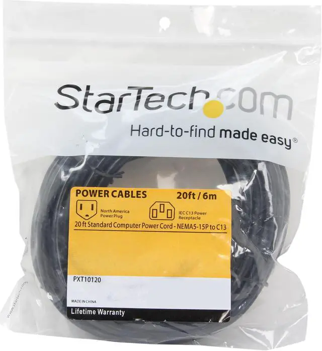 Alt view image 3 of 3 - StarTech.com Model PXT10120 20 ft. Standard Computer Power Cord - NEMA5-15P to C13