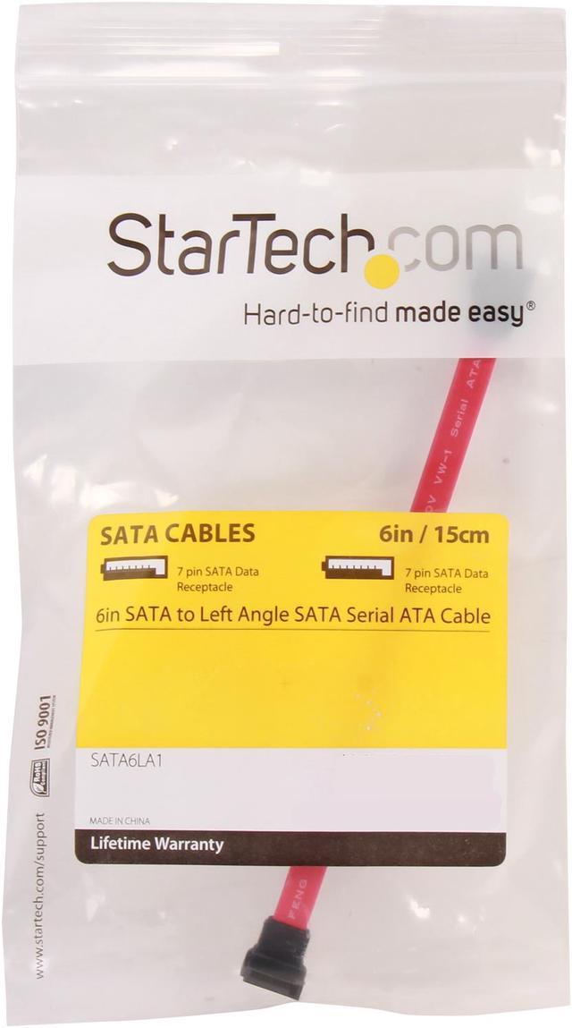 StarTech.com 6in SATA to Right Angle SATA Serial ATA Cable - 6in SATA Cable  - left angle SATA Cable - angled SATA Cable, Red (SATA6RA1)