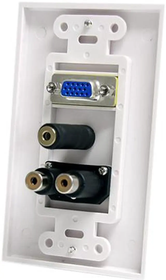 Alt view image 2 of 3 - StarTech.com VGAPLATERCA 15-Pin Female VGA Wall Plate with 3.5mm and RCA -White