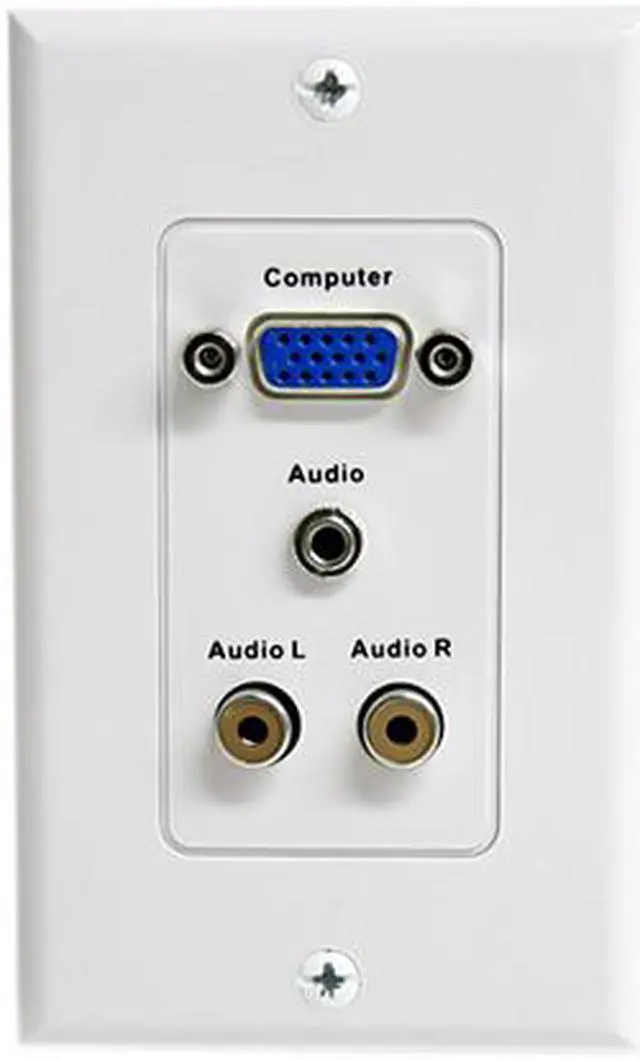 Main image of StarTech.com VGAPLATERCA 15-Pin Female VGA Wall Plate with 3.5mm and RCA -White
